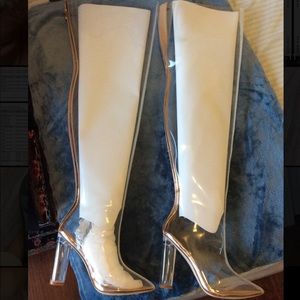 Cape Robbin Rose Gold Clear Boots